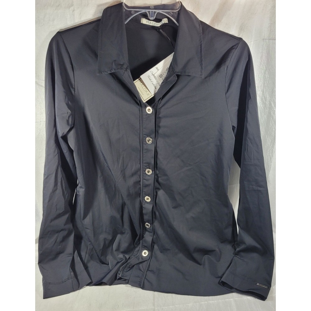 Maloka Jersey Technique Kitty Couleurs Button Down Shirt - Black - Sz T2 (US 6)